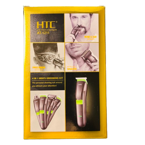 HTC 4 IN 1 MEN’S FACE & BODY GROOMING KIT RECHARGEABLE USB TRIMMER FOR BEARD HAIR NOSE EAR PRECISION T-BLADE WITH CARBON STEEL CUTTER - AT1211 - Image 2
